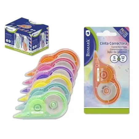 Bismark Cinta Correctora 5mm x 12m - Colores Pastel Surtidos | Ahorro Imprimiendo
