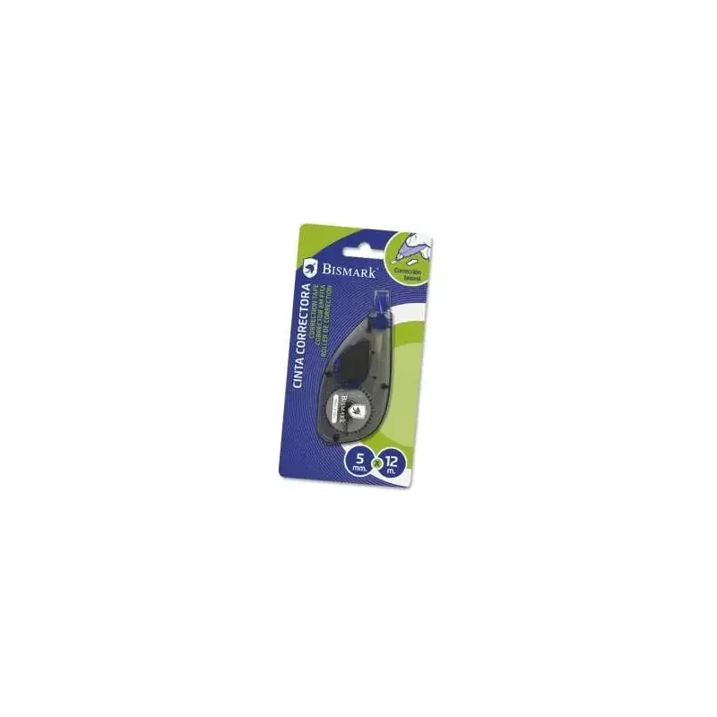 Bismark Cinta Correctora 5mm x 12m - Aplicacion Lateral - Cuerpo Transparente - Forma Ergonomica | Ahorro Imprimiendo
