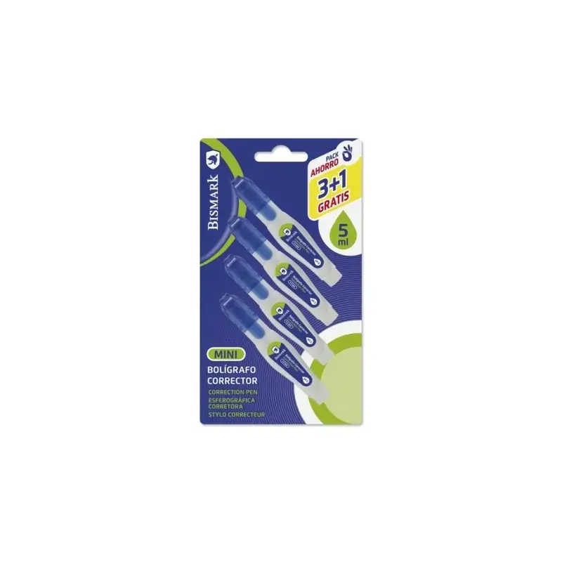 Bismark Pack de 4 Mini Boligrafos Correctores 5ml - Punta Metalica - Alta Precision | Ahorro Imprimiendo