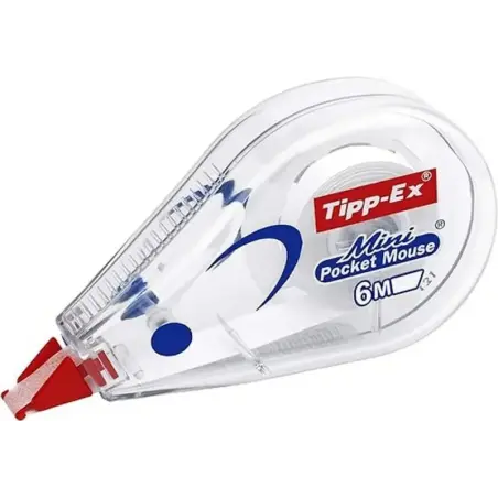 Tipp-Ex Mini Pocket Mouse Cinta Correctora 5mm x 6m - Escritura Instantanea - Carcasa Transparente | Ahorro Imprimiendo