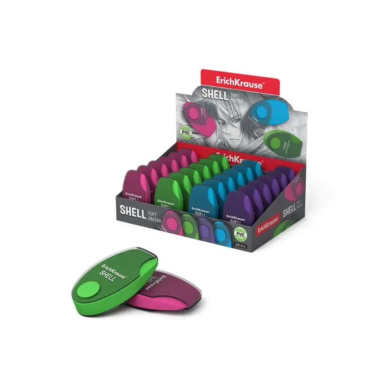 Erichkrause Shell Borrador Suave de Forma Original - Fabricado de Caucho Termoplastico Hipoalergenico - Carcasa Protectora de Pl