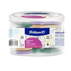Pelikan Ergonomic Eraser Pack de 20 Gomas de Borrar - Vinilo - sin PVC - Efecto Marmol - Colores Surtidos | Ahorro Imprimiendo