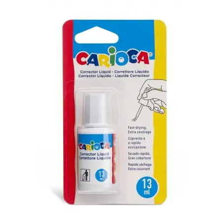 Carioca Corrector Liquido - Pincel de Nylon Suave y Preciso - Apto para Todo Tipo de Papel - Secado Rapido - Color Blanco | Ahor