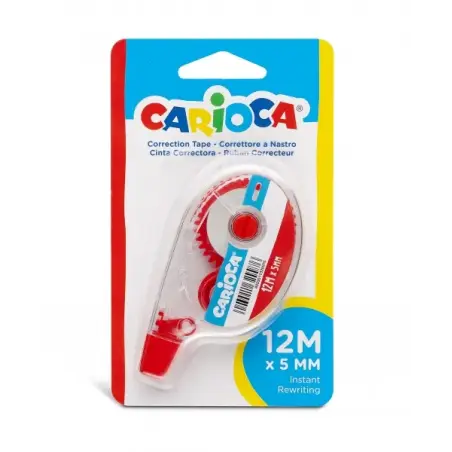 Carioca Cinta Correctora 5mm x 12m - Ideal para Cualquier Tipo de Papel - Color Blanco | Ahorro Imprimiendo