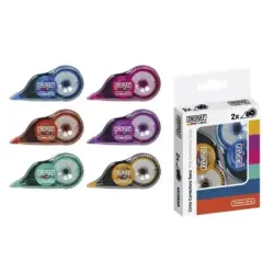 Ingraf Mediterraneo Pack de 2 Cintas Correctoras 5mmx12m - Perfecta Adherencia al Papel - Cuerpo de Colores Surtidos | Ahorro Im