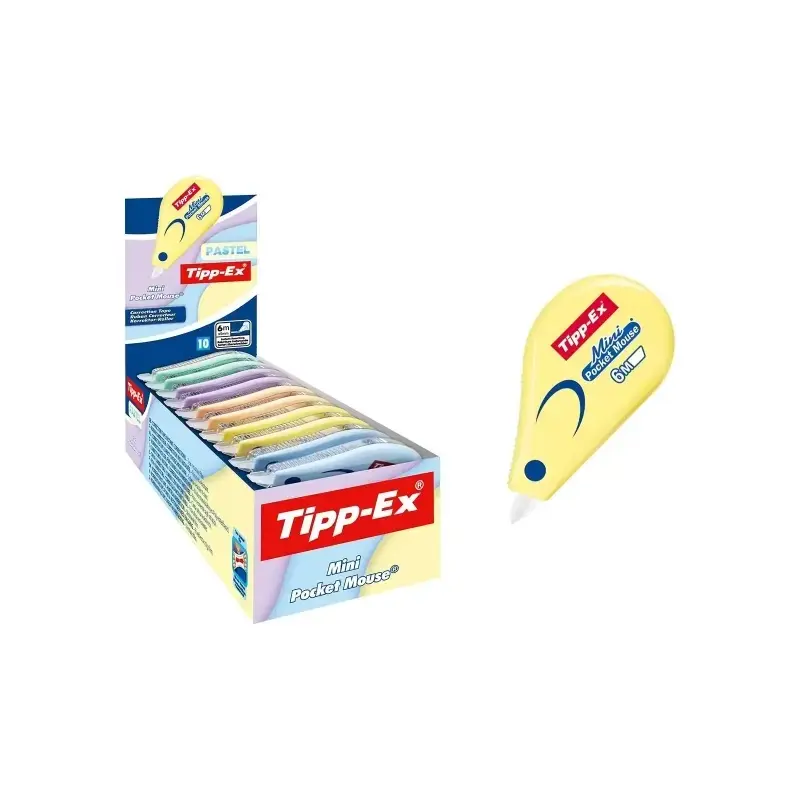Tipp-Ex Mini Pocket Mouse Pastel Cinta Correctora 5mm x 6m - Resistente - Escritura Instantanea | Ahorro Imprimiendo