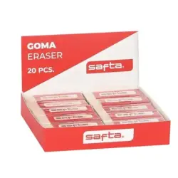 Safta Expositor con 20 Gomas - PVC - Borrado Limpio - Suave al Tacto - Color Blanco | Ahorro Imprimiendo