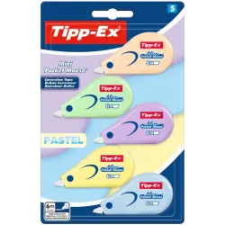 Tipp-Ex Mini Pocket Mouse Pastel Pack con 5 Cintas Correctoras 5mm x 6m - Resistente - Escritura Instantanea | Ahorro Imprimiend