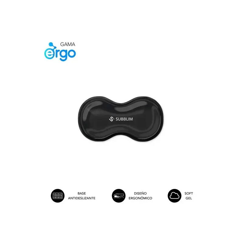 Subblim Ergo Crystal Flex Reposamuñecas para Raton - Gel Refrigerante Autoajustable - Diseño Ondulado Ergonomico - Base Antidesl