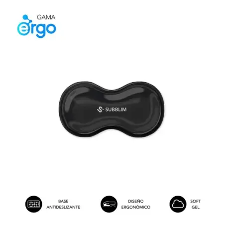 Subblim Ergo Crystal Flex Reposamuñecas para Raton - Gel Refrigerante Autoajustable - Diseño Ondulado Ergonomico - Base Antidesl