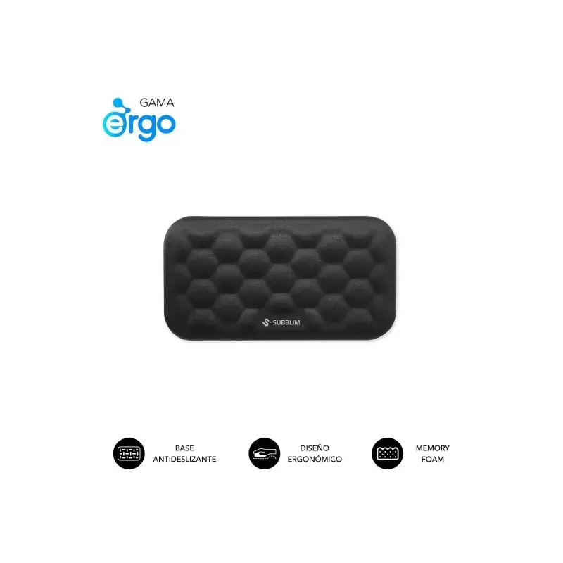 Subblim Ergo Airpadding Reposamuñecas para Raton - Espuma Viscoelastica 65D - Tejido AirMesh Transpirable - Base Antideslizante