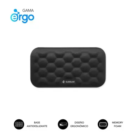 Subblim Ergo Airpadding Reposamuñecas para Raton - Espuma Viscoelastica 65D - Tejido AirMesh Transpirable - Base Antideslizante