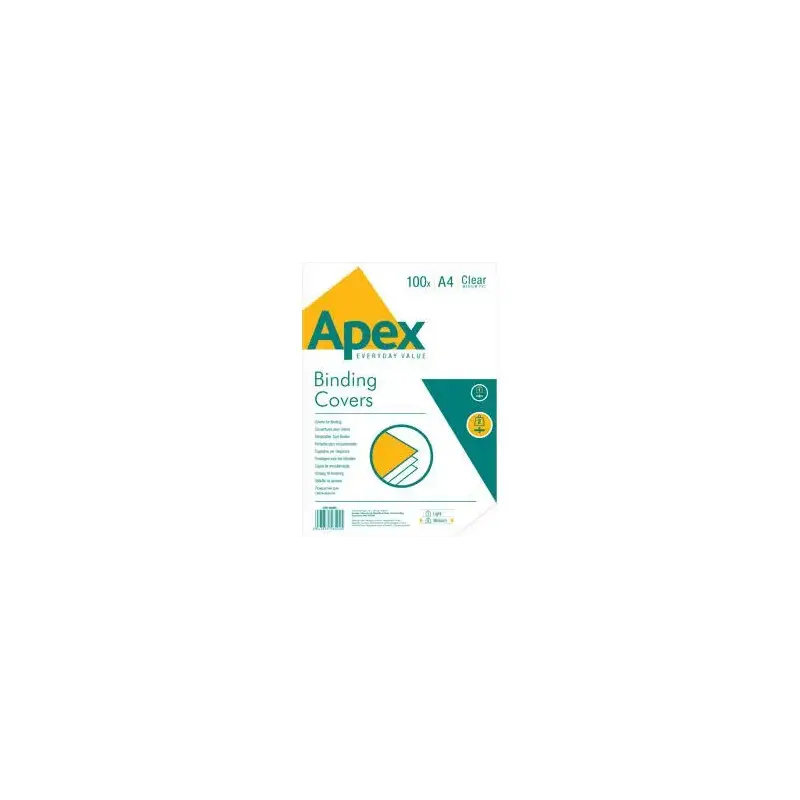 Fellowes Apex Pack de 100 Portadas para Encuadernar de PVC A4 - 180 Micras - Muy Resistentes - Transparentes | Ahorro Imprimiend