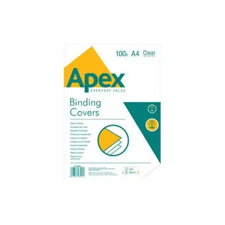 Fellowes Apex Pack de 100 Portadas para Encuadernar de PVC A4 - 180 Micras - Muy Resistentes - Transparentes | Ahorro Imprimiend