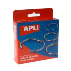 Apli Pack de 20 Anillas Metalicas Articuladas Ø32 mm | Ahorro Imprimiendo