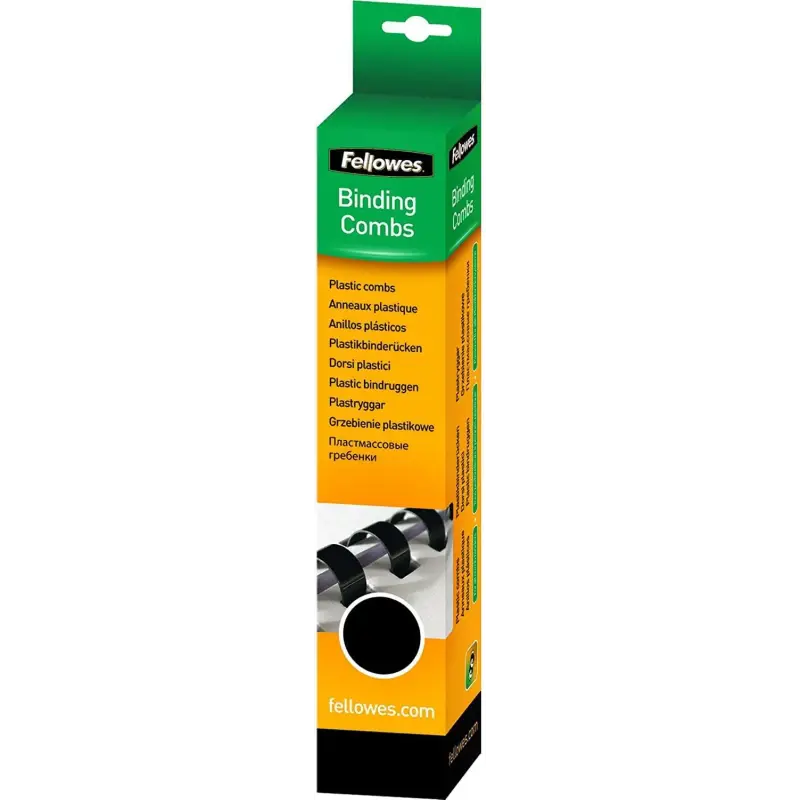 Fellowes Pack de 100 Canutillos de Plastico 10mm - Hasta 40 Hojas - Facil de Utilizar y Flexible - Alta Calidad - Color Negro |