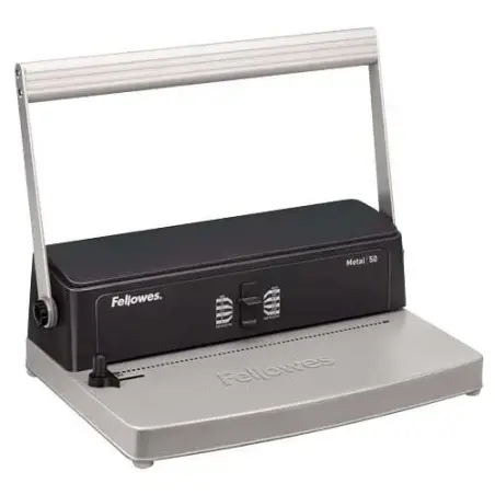 Fellowes Metal 50 Encuadernadora Manual A4 de Espiral Metalico - Perfora hasta 12 Hojas - Encuaderna hasta 450 Hojas | Ahorro Im