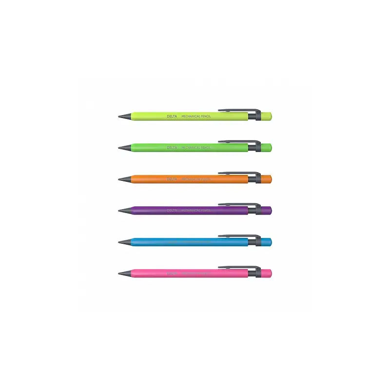 Erichkrause Delta Portaminas 0.5mm HB - Para Minas de 0.5mm - Goma de Borrar - Forma Triangular Ergonomica - Colores Neon Brilla