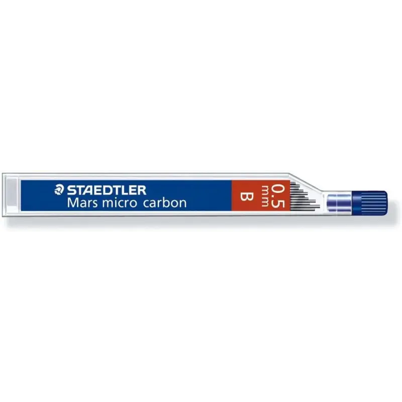Staedtler Mars Micro Carbon 250 Tubo de 12 Minas de Grafito - Dureza B - Trazo 0.5mm - Alta Resistencia | Ahorro Imprimiendo