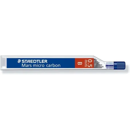 Staedtler Mars Micro Carbon 250 Tubo de 12 Minas de Grafito - Dureza B - Trazo 0.5mm - Alta Resistencia | Ahorro Imprimiendo