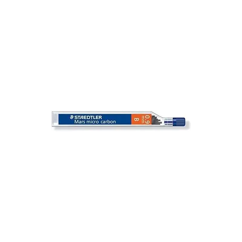 Staedtler Mars Micro Carbon 250 Tubo de 12 Minas de Grafito - Dureza B - Trazo 0.9mm - Alta Resistencia | Ahorro Imprimiendo