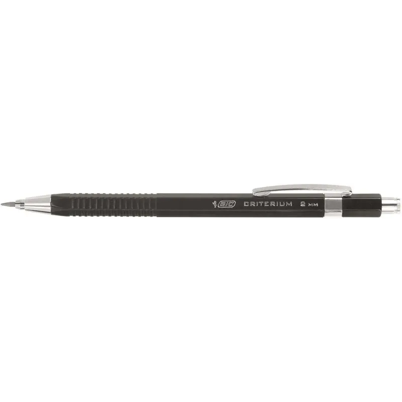 Bic Criterium Portaminas 2mm HB con Goma - Punta Retractil - Clip Metalico - Cuerpo de Color Negro | Ahorro Imprimiendo