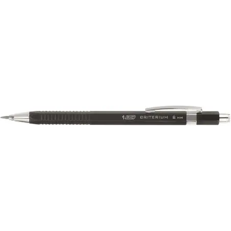 Bic Criterium Portaminas 2mm HB con Goma - Punta Retractil - Clip Metalico - Cuerpo de Color Negro | Ahorro Imprimiendo