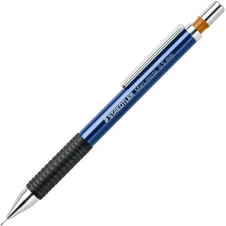 Staedtler Mars Micro 775 Portaminas 0.5mm - Punta Metalica Retractil - Mina Amortiguada - Grip de Caucho - Clip Metalico - Color