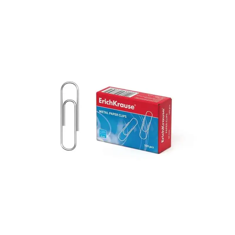 Erichkrause Caja de 100 Clips Metalicos 33mm - Acero Revestido de Zinc - Alta Resistencia y Durabilidad - Color Acero | Ahorro I