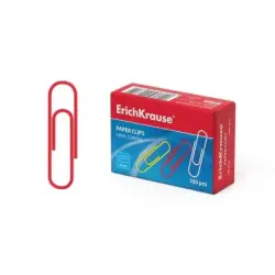 Erichkrause Caja de 100 Clips de Colores con Recubrimiento de Vinilo - Alambre de Acero de Alta Calidad - Resistente a la Corros