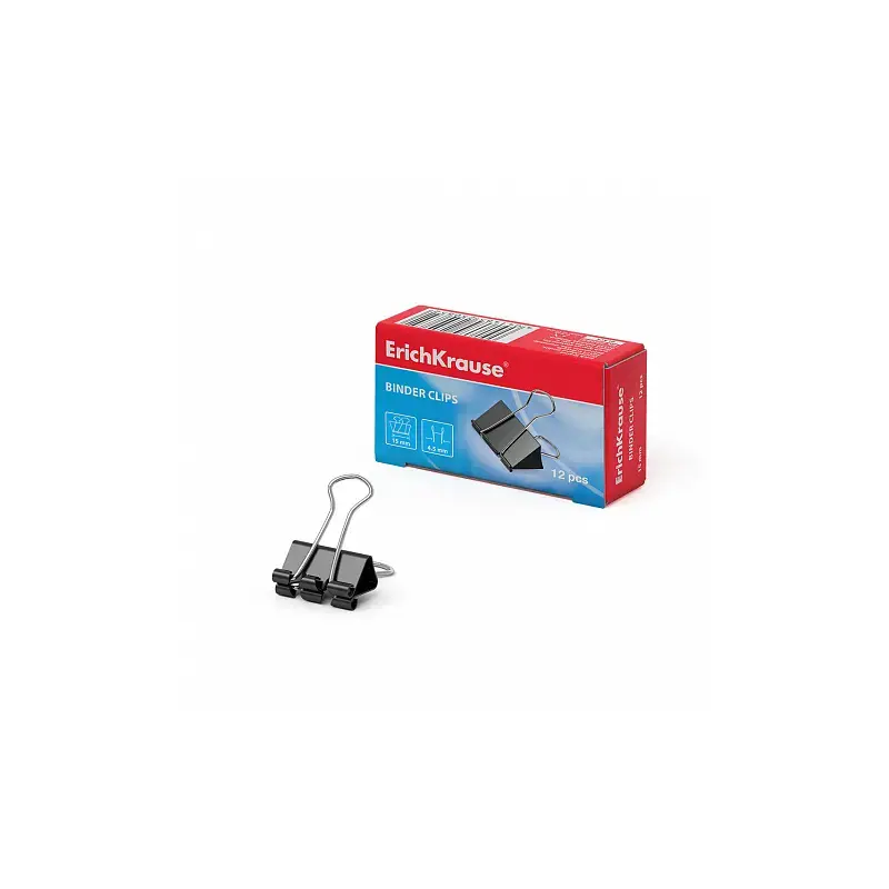 Erichkrause Pack de 12 Pinzas para Papeles 15mm - Capacidad hasta 55 hojas - Alambre de Acero de Alta Calidad - Color Negro | Ah