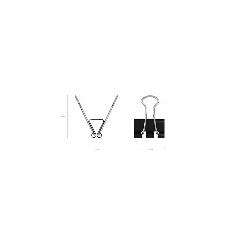 Erichkrause Pack de 12 Pinzas para Papeles 15mm - Capacidad hasta 55 hojas - Alambre de Acero de Alta Calidad - Color Negro | Ah