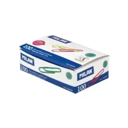 Milan Caja de 100 Clips Metalicos Plastificados 33mm - Colores Surtidos | Ahorro Imprimiendo