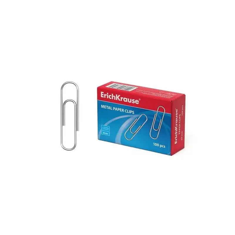 Erichkrause Caja de 100 Clips Metalicos 50mm - Alta Resistencia y Durabilidad - Resistente a la Corrosion - Sin Manchas ni Araña