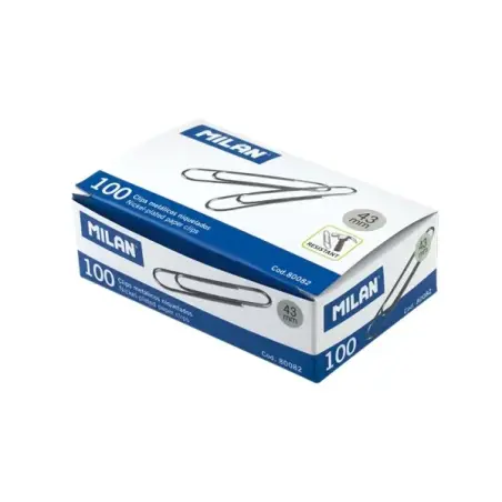 Milan Caja de 100 Clips Niquelados 43mm | Ahorro Imprimiendo