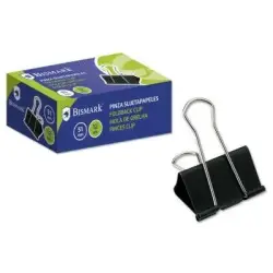 Bismark Pack de 12 Pinzas Sujetapapeles Metalicas de 51mm - Pala Abatible - Color Negro | Ahorro Imprimiendo