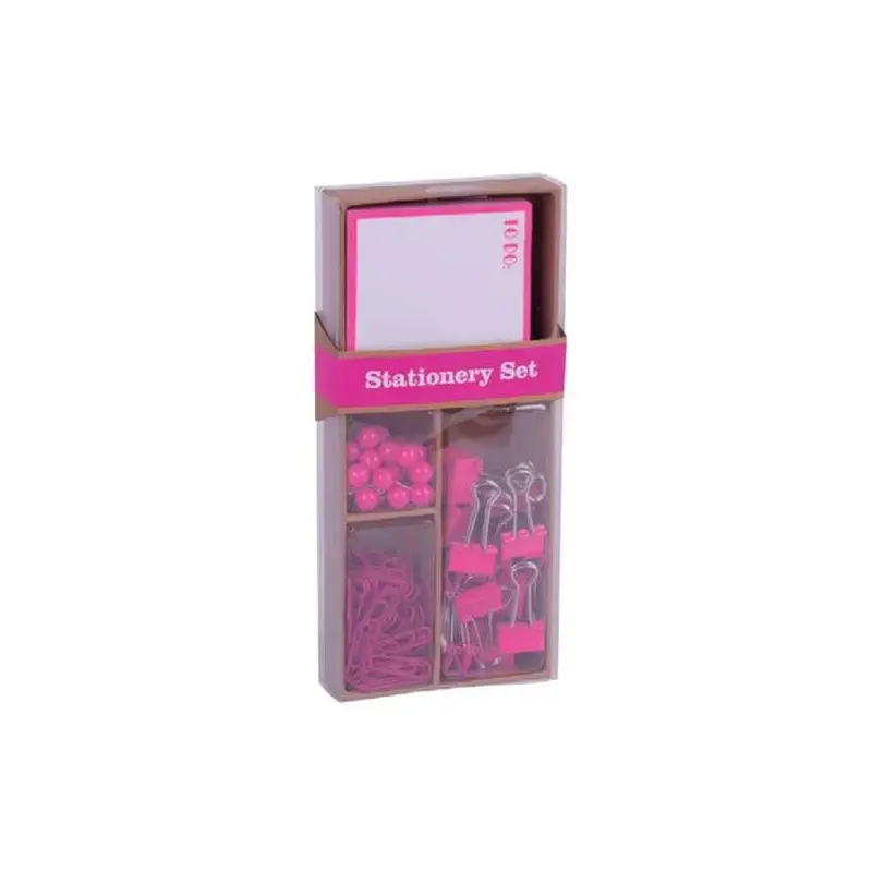Apli Fluor Collection Set de Oficina con 25 Pins, 80 Clips de 28mm, 20 Pinzas Abatibles de 19mm, Bloc de 100 Notas Adhesivas Bla