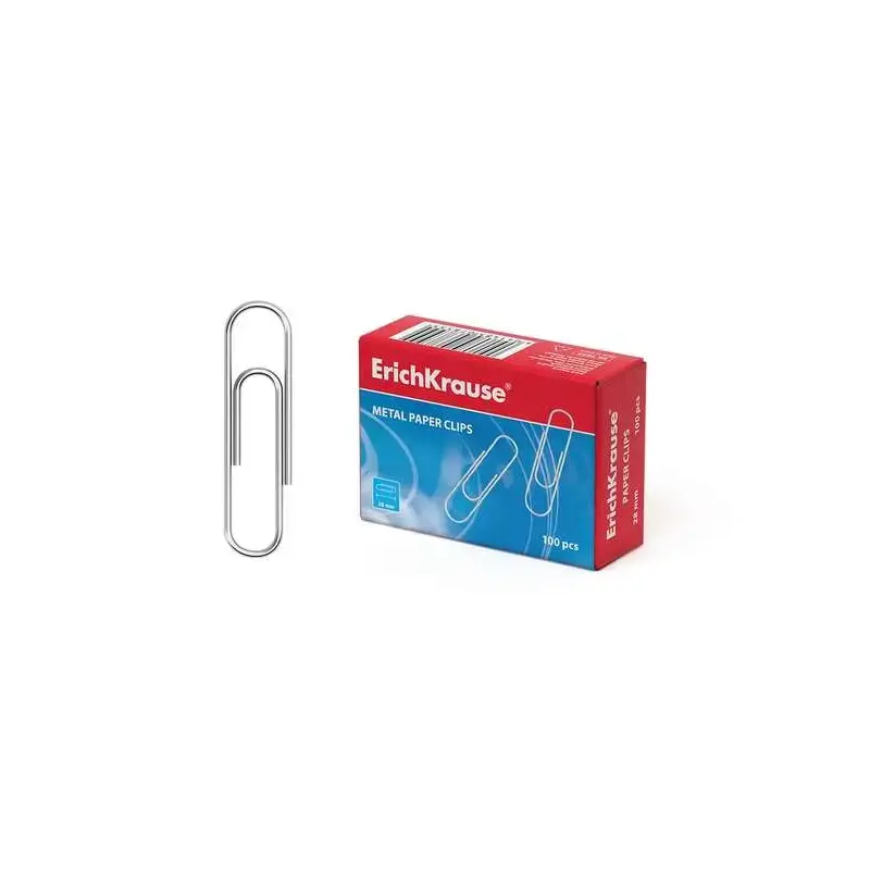 Erichkrause Caja de 100 Clips Metalicos Galvanizados 28mm - Alta Resistencia y Durabilidad - Resistentes a la Corrosion - Color