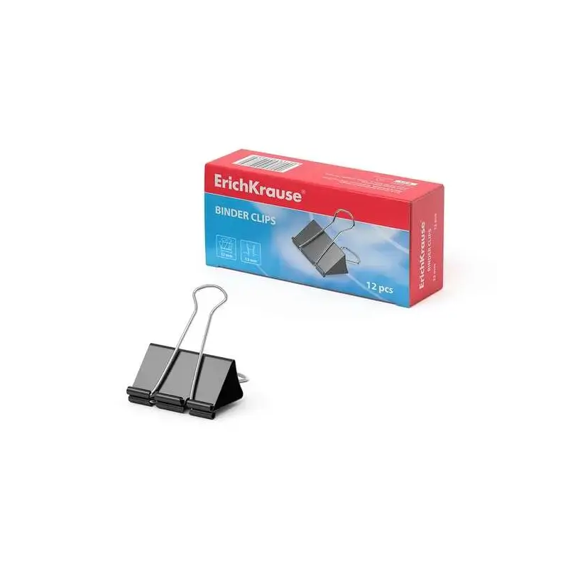 Erichkrause Pack de 12 Pinzas para Papeles 32mm - Capacidad hasta 145 Hojas - Resistente a la Corrosion - Alta Resistencia - Col