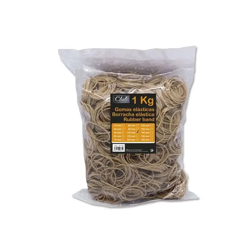 Office Bolsa de 1kg de Gomas Elasticas 100mm - Alta Calidad - Color Marron | Ahorro Imprimiendo