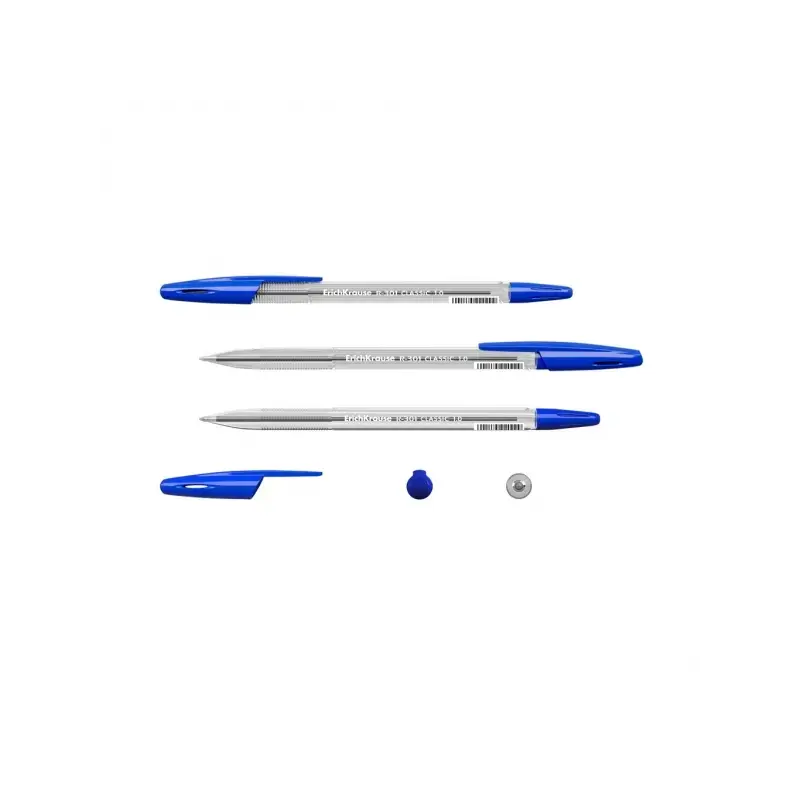 Erichkrause R-301 Boligrafo de Bola Punta 1.0mm - Trazo 0.5mm - Tinta de Secado Rapido - Cuerpo Transparente - Capuchon Ventilad