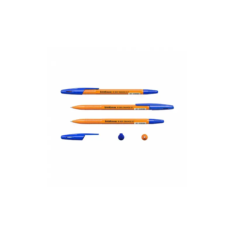 Erichkrause R-301 Boligrafo Orange - Punta de 0.7mm - Trazo de 0.35mm - Tapa Ventilada - Cuerpo Opaco Naranja - Color Azul | Aho