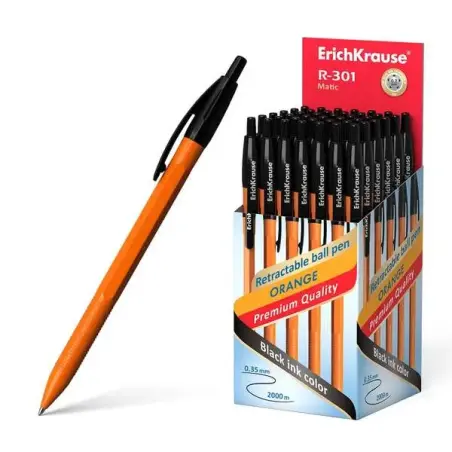 Erichkrause Boligrafo Automatico R-301 Naranja Matic 07 - Cuerpo Hexagonal Opaco - Grip - Punta de 07mm - Tinta de Secado Rapido