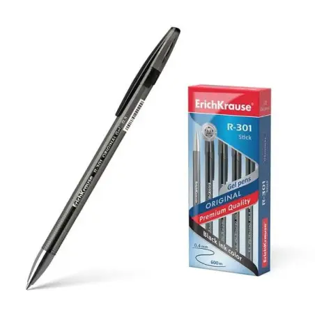 Erichkrause R-301 Original Boligrafo de Tinta de Gel - Punta 0.5mm - Trazo 0.4mm - Cuerpo Translucido Tintado - Grip Perfilado C