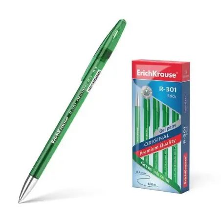 Erichkrause R-301 Original Boligrafo de Tinta de Gel - Punta 0.5mm - Trazo 0.4mm - Cuerpo Translucido Tintado - Grip Perfilado C