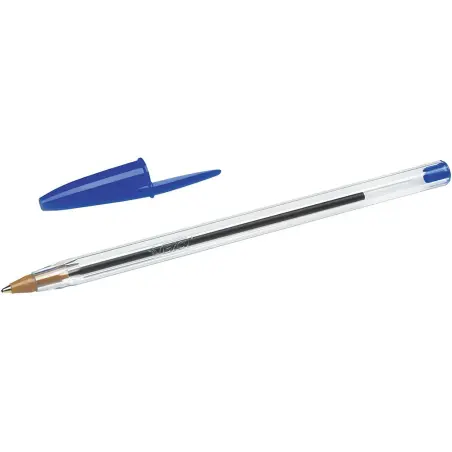 Bic Cristal Original Boligrafo de Bola - Punta Redonda de 1.0mm - Trazo 0.4mm - Tinta con Base de Aceite - Color Azul | Ahorro I