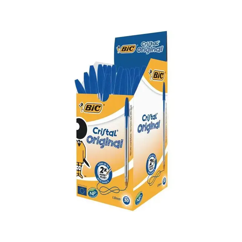 Bic Cristal Original Boligrafo de Bola - Punta Redonda de 1.0mm - Trazo 0.4mm - Tinta con Base de Aceite - Color Azul | Ahorro I
