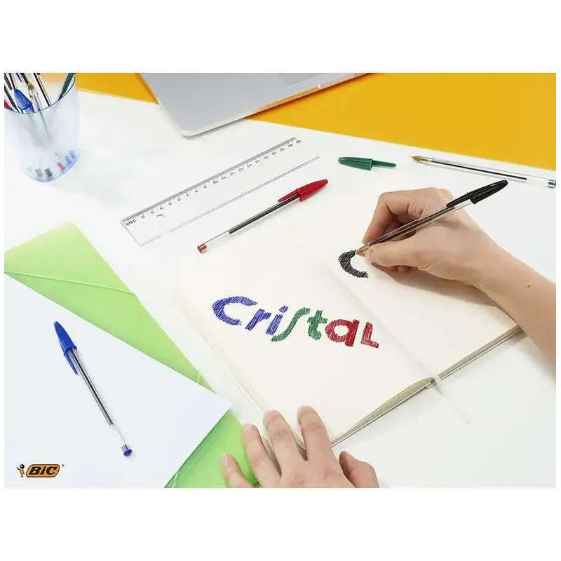 Bic Cristal Original Boligrafo de Bola - Punta Redonda de 1.0mm - Trazo 0.4mm - Tinta con Base de Aceite - Color Azul | Ahorro I