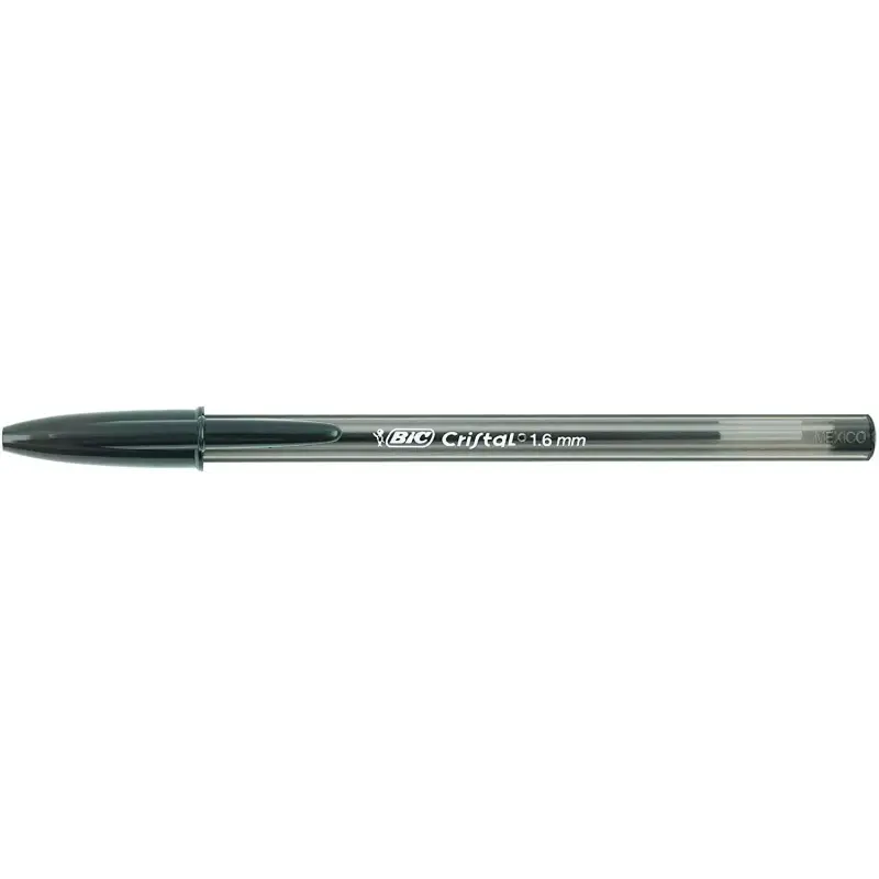 Bic Cristal Large Boligrafo de Bola - Punta Gruesa de 1.6mm - Trazo de 0.60mm - Tinta con Base de Aceite - Translucido - Color N