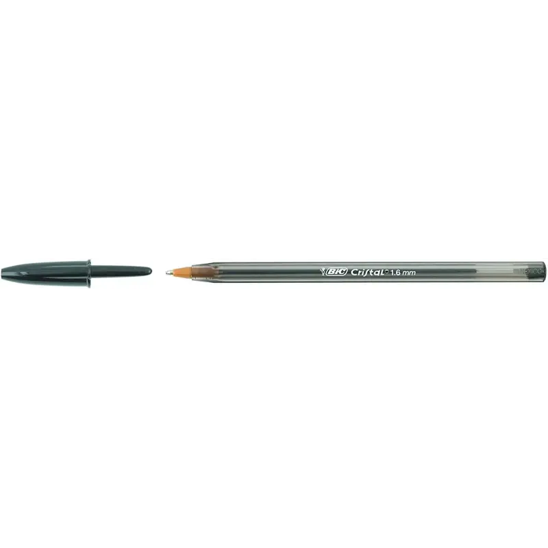 Bic Cristal Large Boligrafo de Bola - Punta Gruesa de 1.6mm - Trazo de 0.60mm - Tinta con Base de Aceite - Translucido - Color N